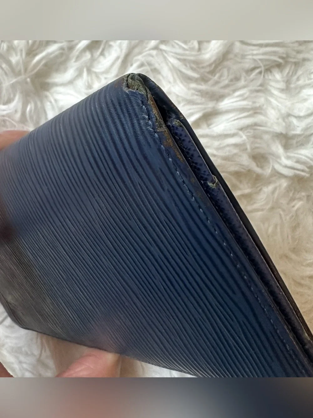 Louis Vuitton Blue Epi Leather Long Wallet with Embossed LV